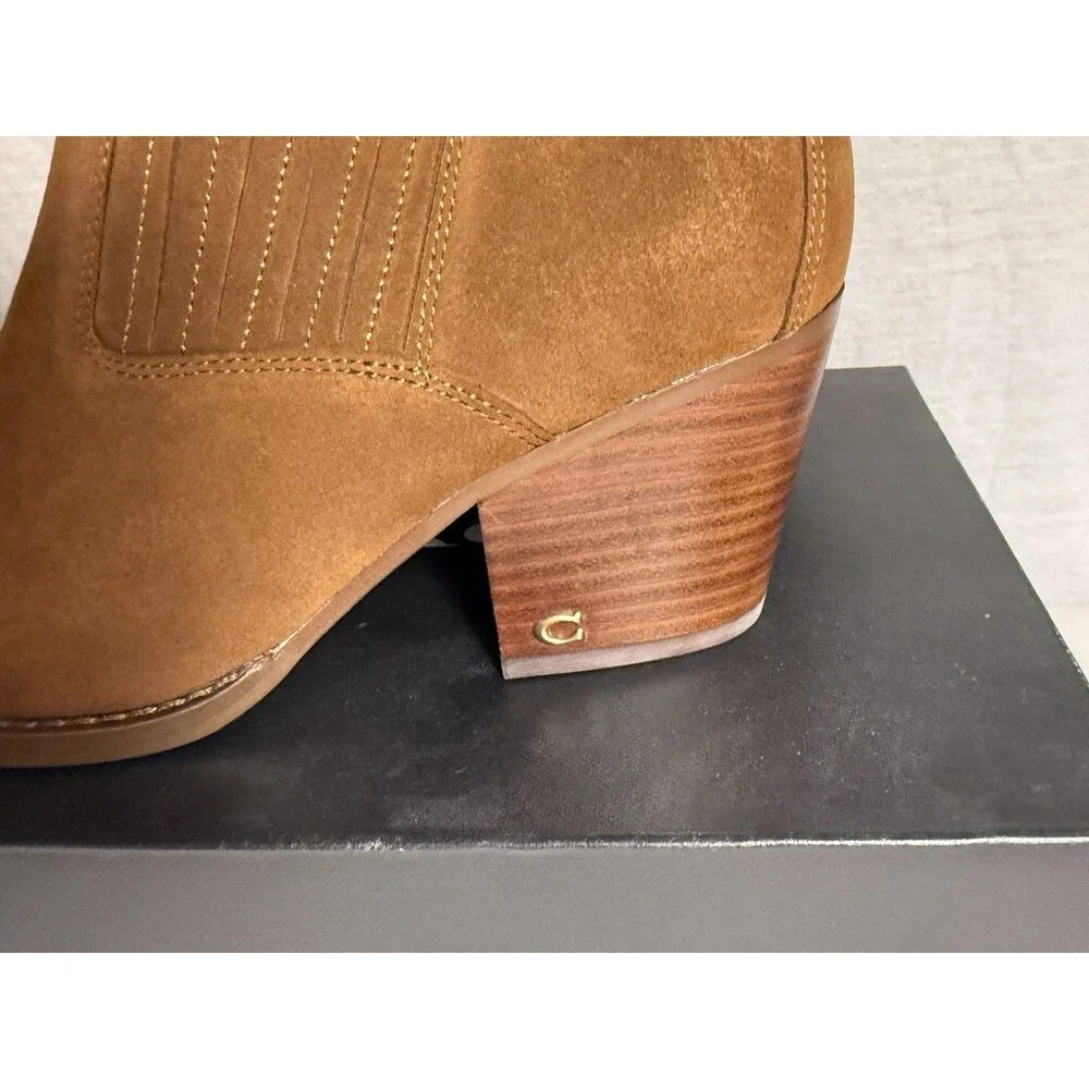 NEW NWT COACH Perri Suede Bootie Boots Brown Womens Size sz 8.5 C WIDE $298